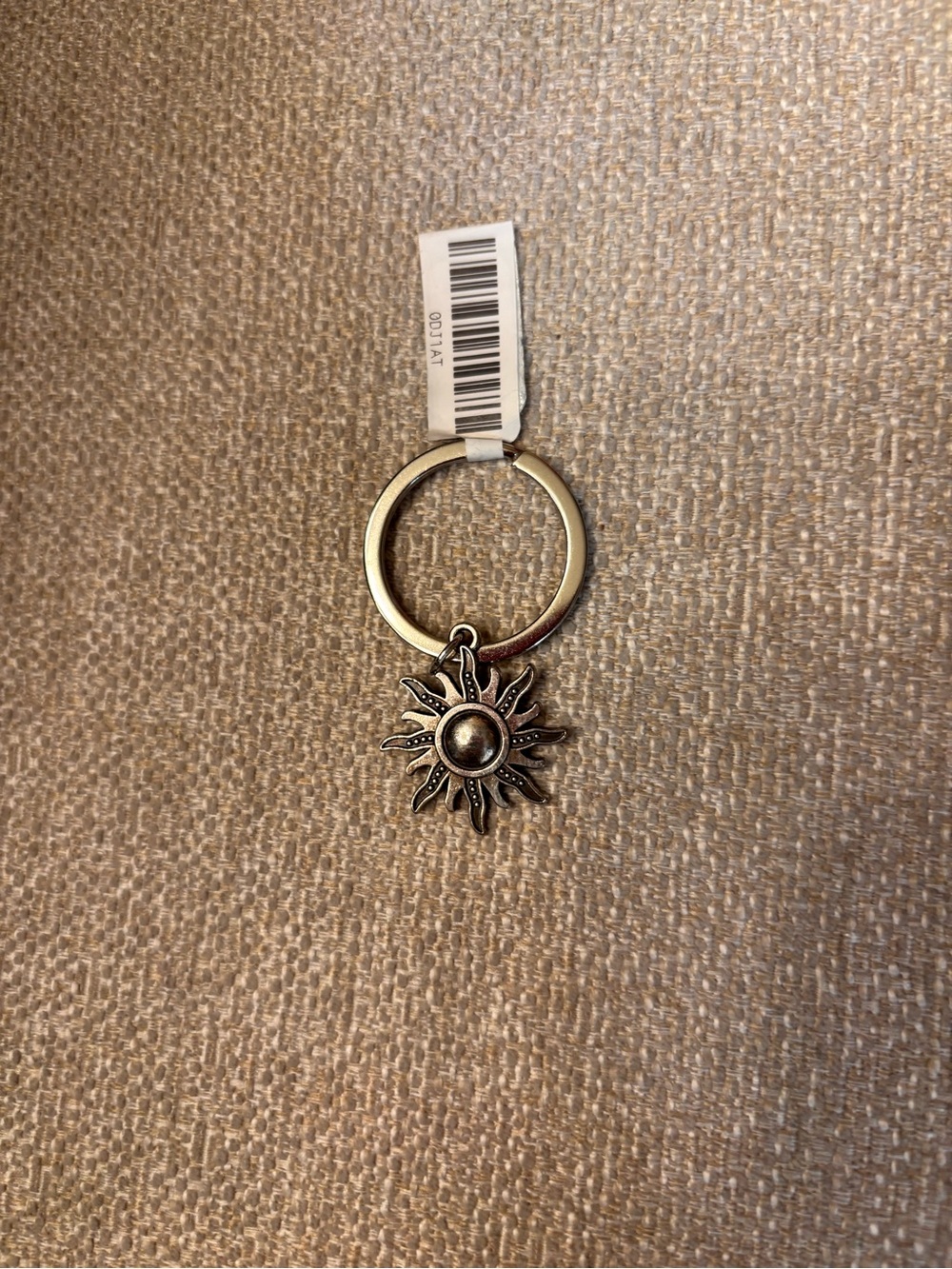 New Sunburst Charm Keyring - Silver Tone